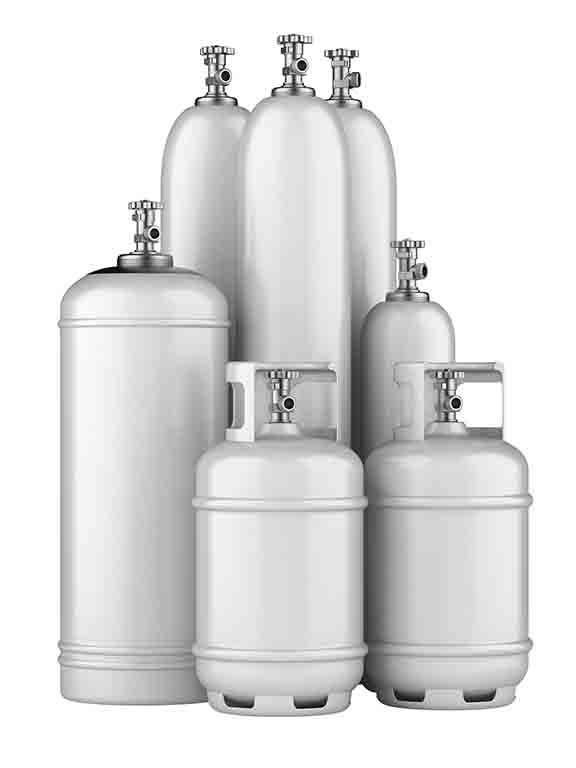 White Cylinders With Compressed Gas Sandifer's L.P. Gas and Service Co.